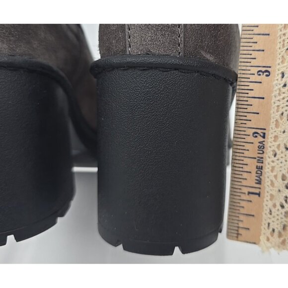 Vince Suede Leather Water Repellent Gray Chunky Heel Bootie Boots Women's 7M - Picture 4 of 10